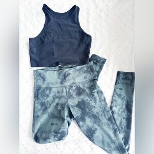 Athleta High Rise Black Green Tie Dye / Acid Wash 28” Full Length Legging